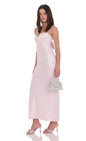 Lucy In The Sky Satin Back Tie Maxi Dress in Pink