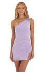 Lucy In The Sky Ruched One Shoulder Mini Dress in Purple