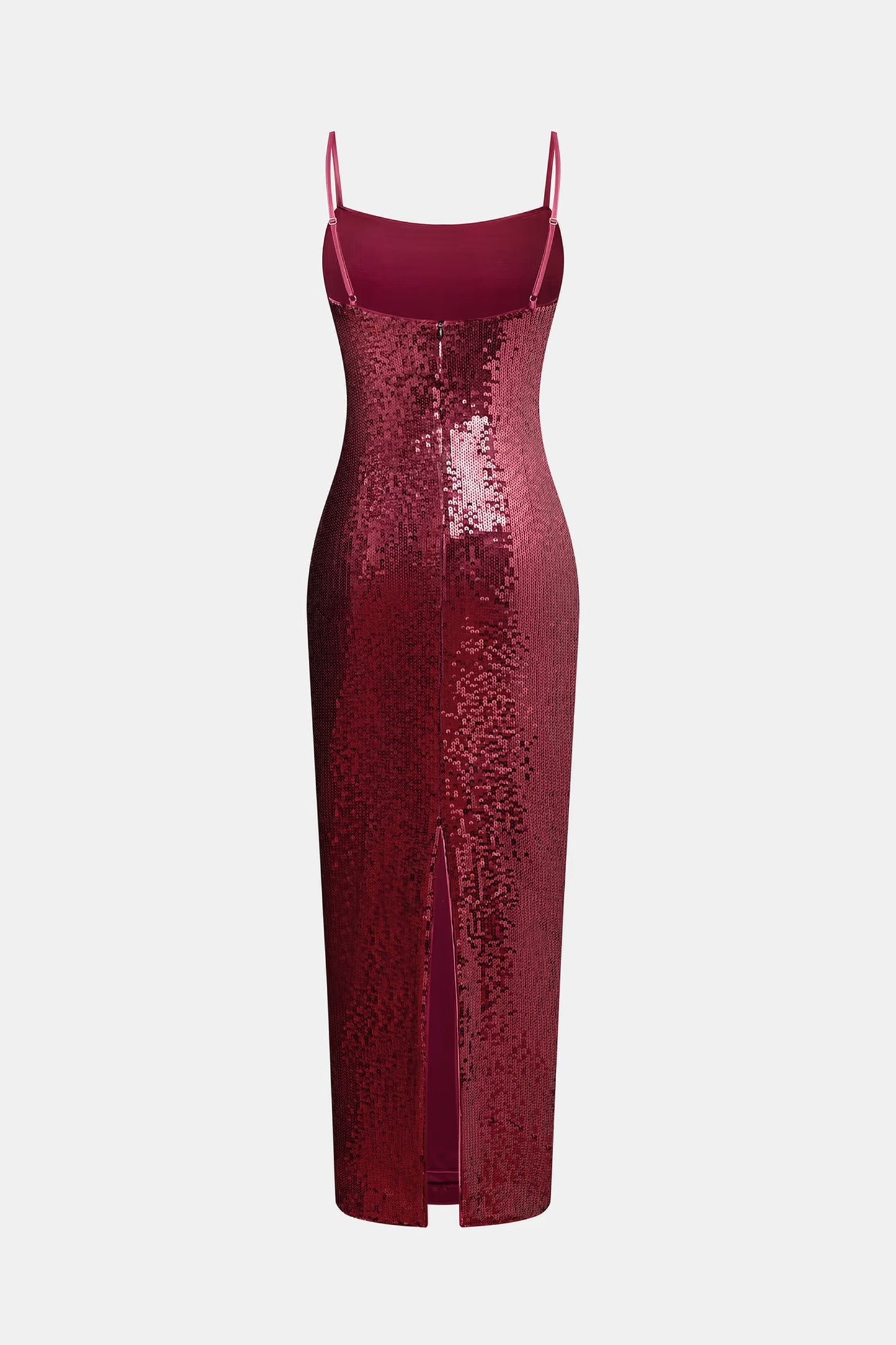 Cupshe x JoJo Red Wine Square Neck Sequin Maxi Dress