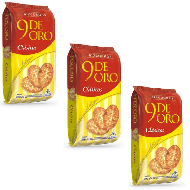 Pampa Direct 9 de Oro Classic Biscuits Traditional Bizcochos, 200 g / 7.1 oz (pack of 3)