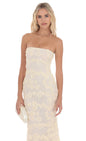 Lucy In The Sky Rosette Strapless Maxi Dress in Cream