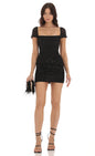 Lucy In The Sky Sequin Ruched Bodycon Dress in Black