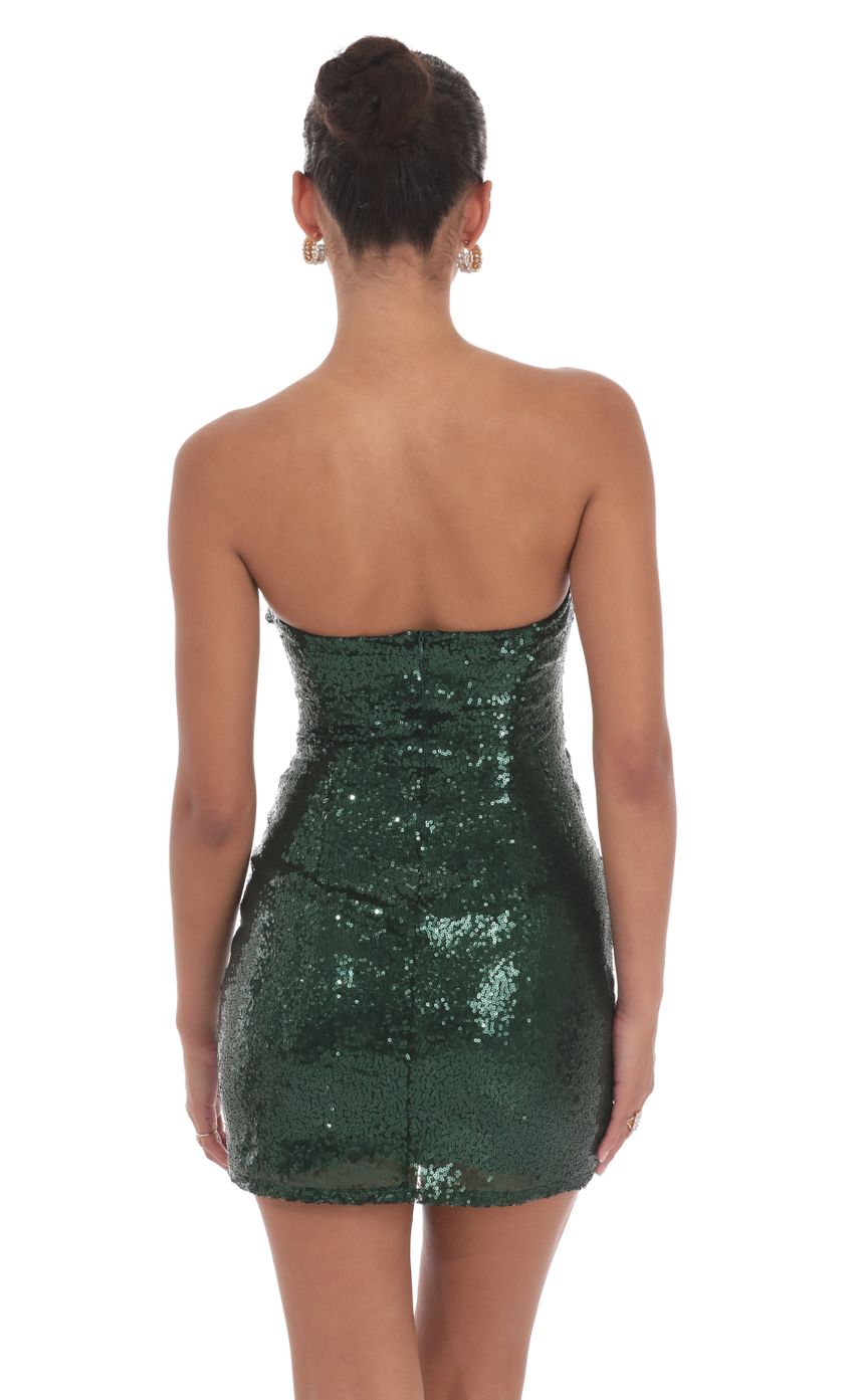 Lucy In The Sky Sequin Strapless Cutout Dress in Green