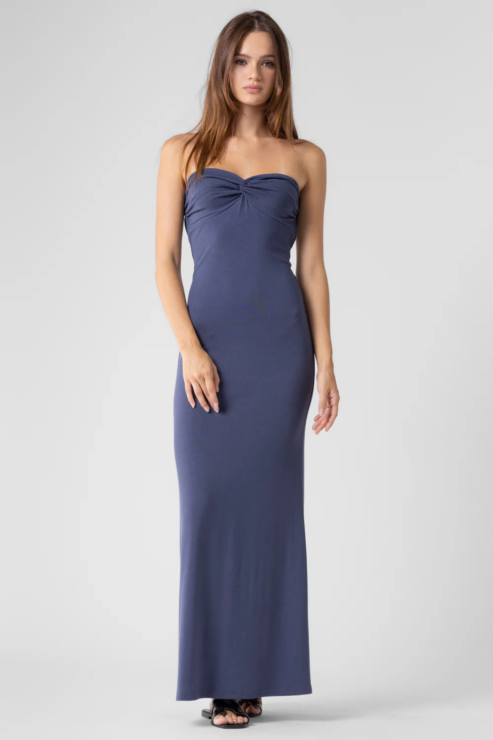 Ruby & Jenna Women's Rib Front Twist Tube Dress