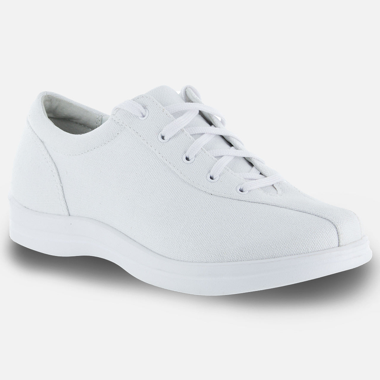 Apexfoot Women's Ellen Casual Shoe - White Canvas- X-Wide (2E)