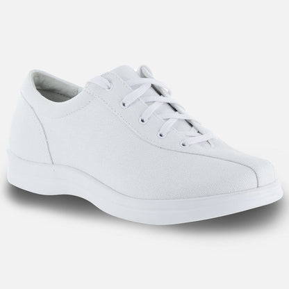 Apexfoot Women's Ellen Casual Shoe - White Canvas- X-Wide (2E)