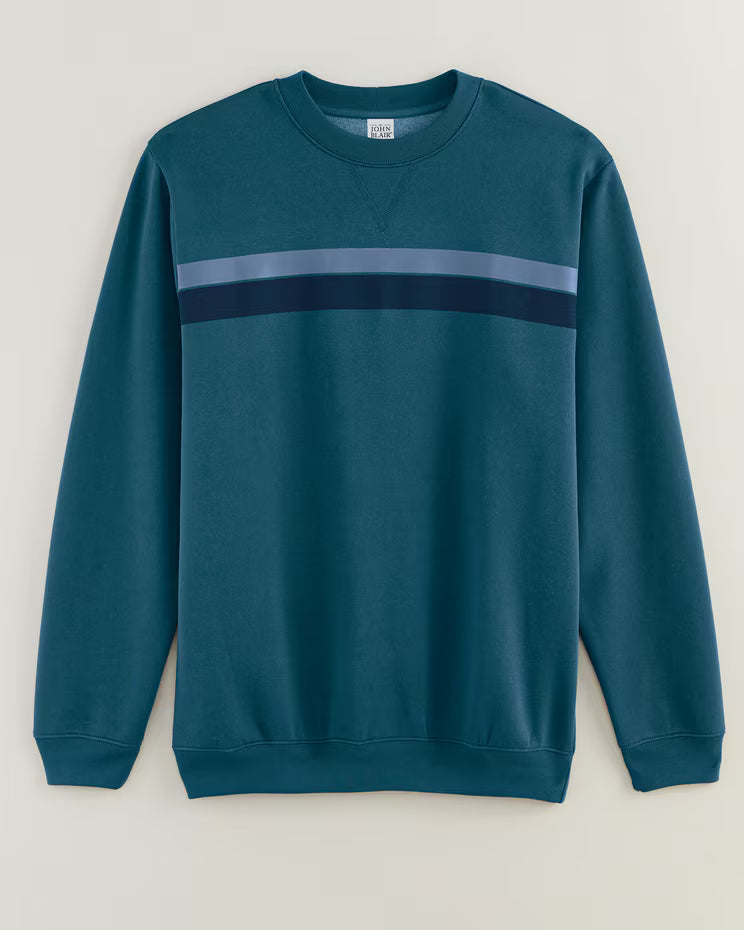 BLAIR John Blair Supreme Fleece Long-Sleeve Stripe Sweatshirt