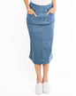 Blair Womens's DenimEase Flat Waist Midi Skirt