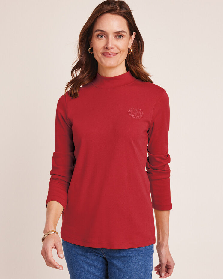 Blair Womens's Essential Knit Long Sleeve Mock Top 7