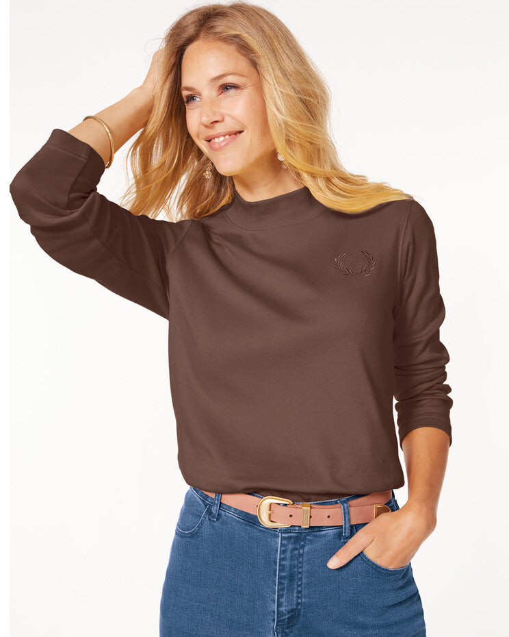 Blair Womens's Essential Knit Long Sleeve Mock Top 6