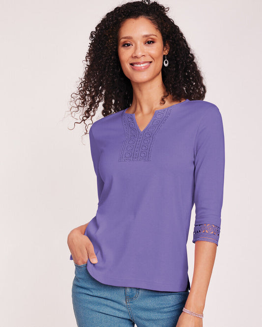 Blair Womens's Lace Trim Pullover