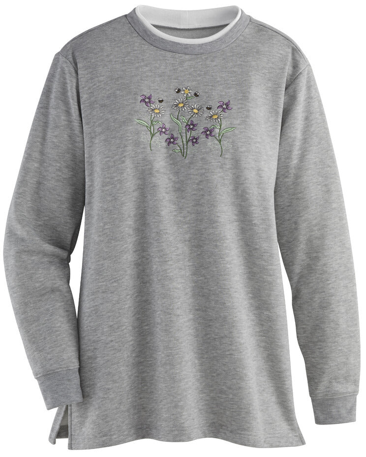 Blair Women's Better-Than-Basic Embroidered Tunic Sweatshirt 1