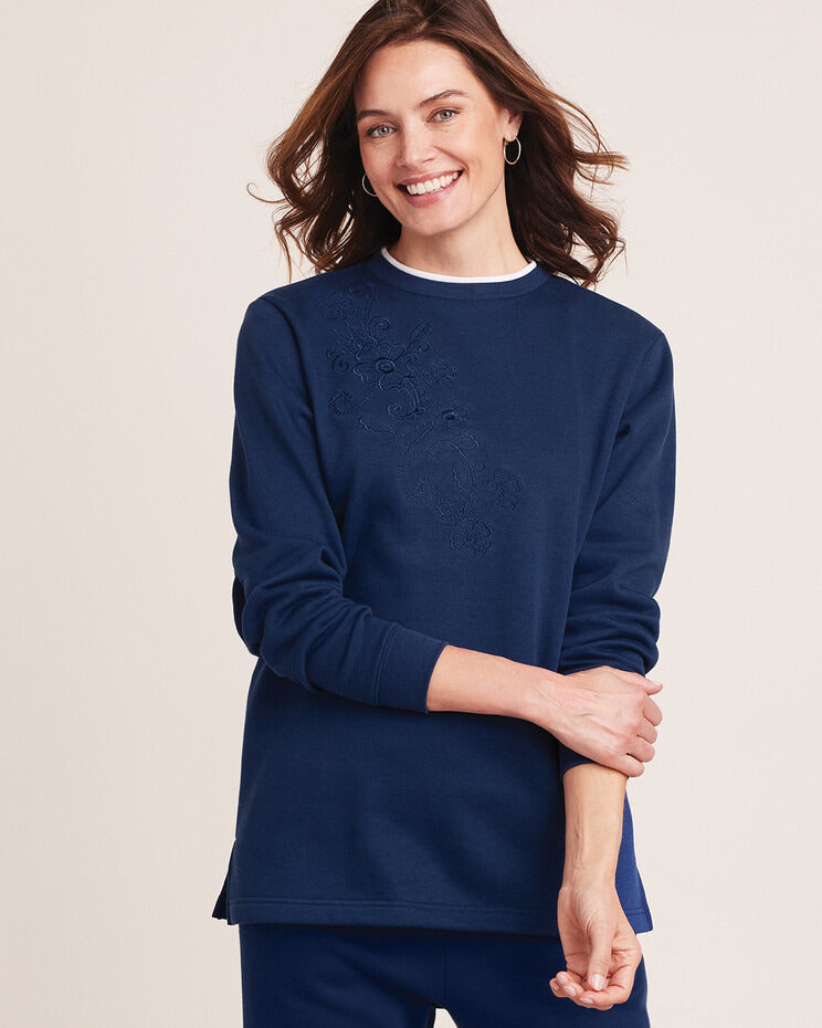 Blair Women's Better-Than-Basic Embroidered Tunic Sweatshirt 3