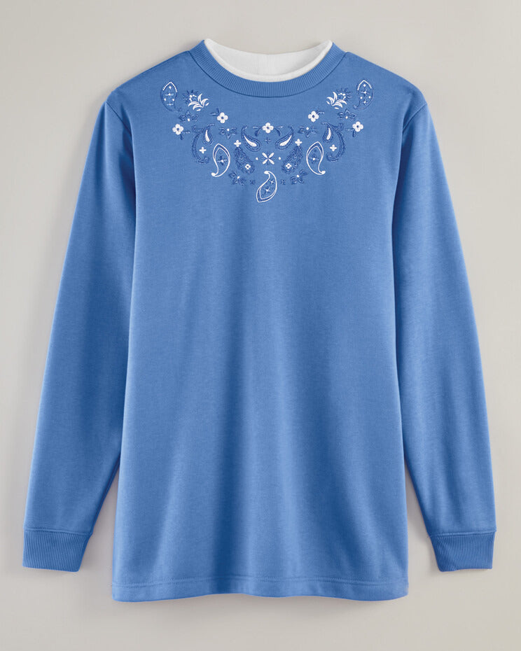 Blair Women's Better-Than-Basic Embroidered Tunic Sweatshirt 1