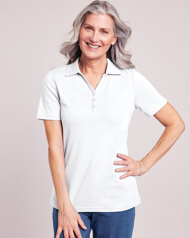 Blair Womens's Essential Knit Print Polo Top 4