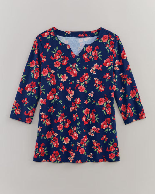 BLAIR Women’s Top Essential Knit Notched Tee (Misses) - x4