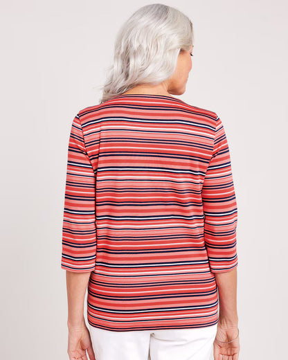 BLAIR Women’s Top Tie-Neck Stripe Top (Women Plus) - x4