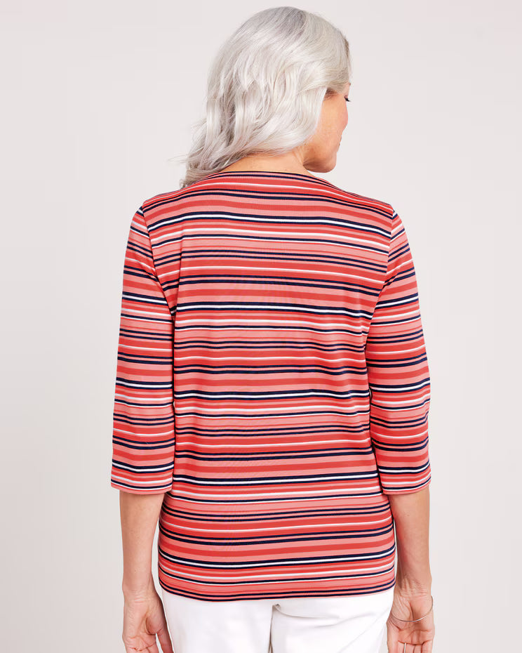 BLAIR Women’s Top Tie-Neck Stripe Top (Misses) - x4
