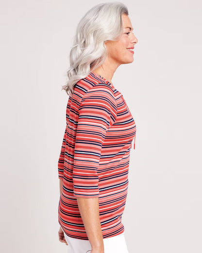 BLAIR Women’s Top Tie-Neck Stripe Top (Women Plus) - x4