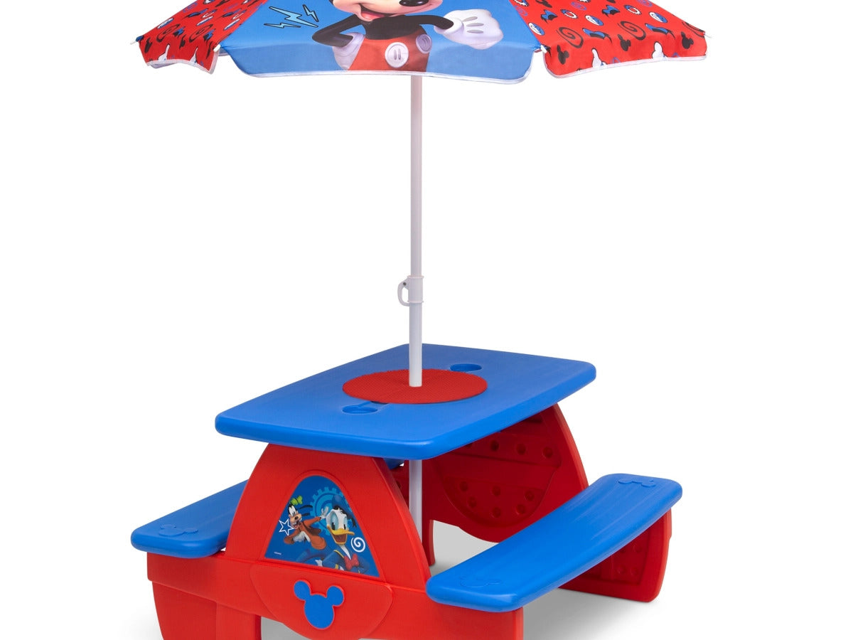 Ashley Furniture Delta Children Disney Mickey Mouse LEGO compatible Picnic Table with Umbrella