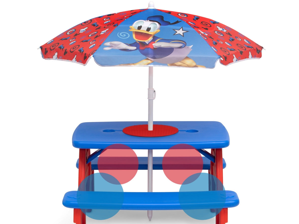 Ashley Furniture Delta Children Disney Mickey Mouse LEGO compatible Picnic Table with Umbrella