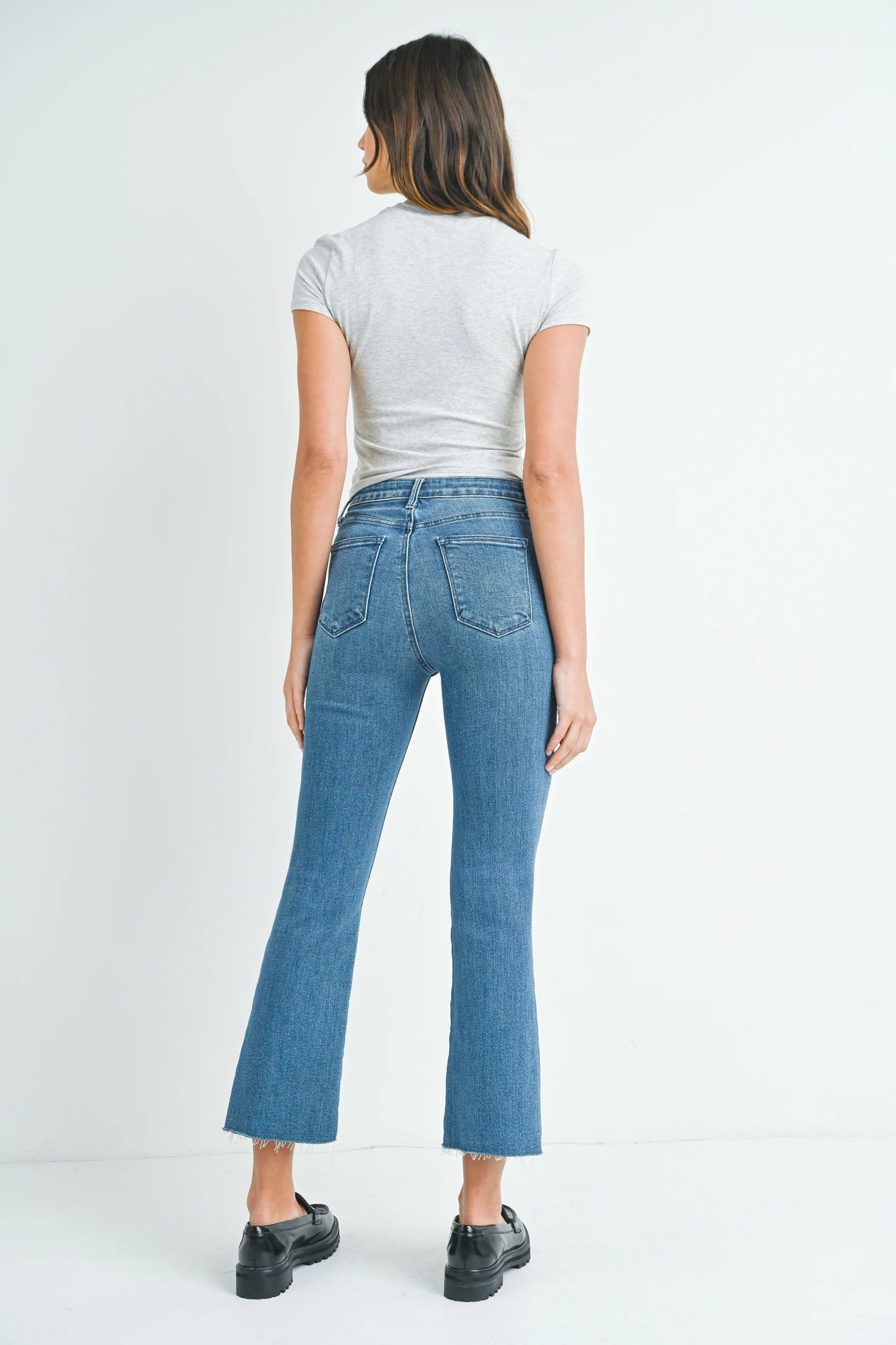 Ruby & Jenna Women's Just Black- High Rise Crop Flare