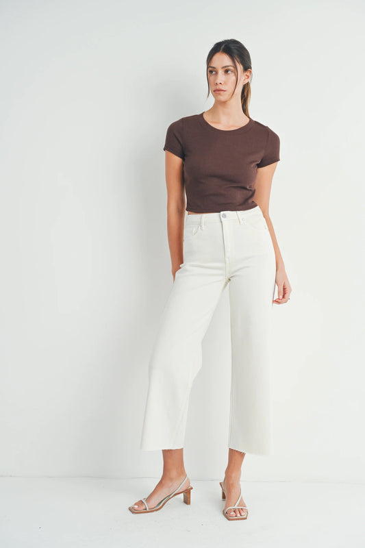 Ruby & Jenna Women's Just Black- Scissor Cut Wide Leg