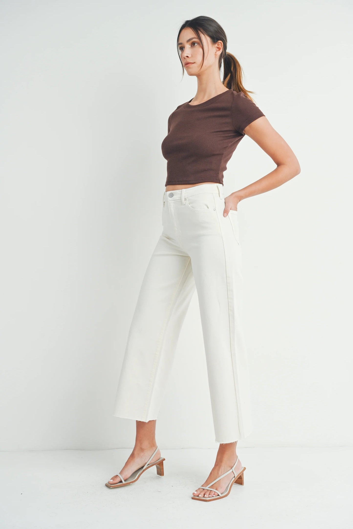 Ruby & Jenna Women's Just Black- Scissor Cut Wide Leg