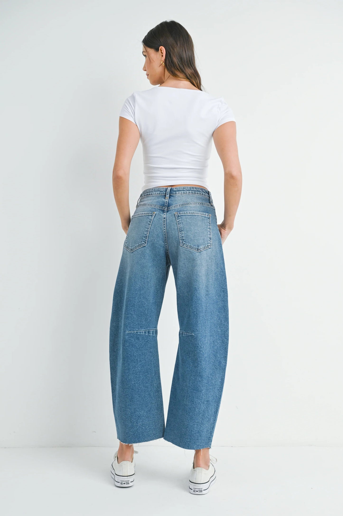 Ruby & Jenna Women's Just Black - Barrel Jean with Seams