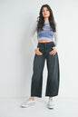 Ruby & Jenna Women's Just Black - Barrel Jean with Seams