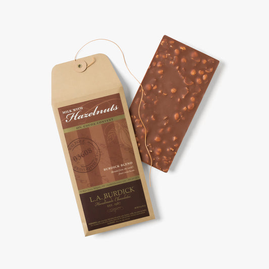 L.A. Burdick Chocolates Milk Chocolate Bar With Hazelnuts x3