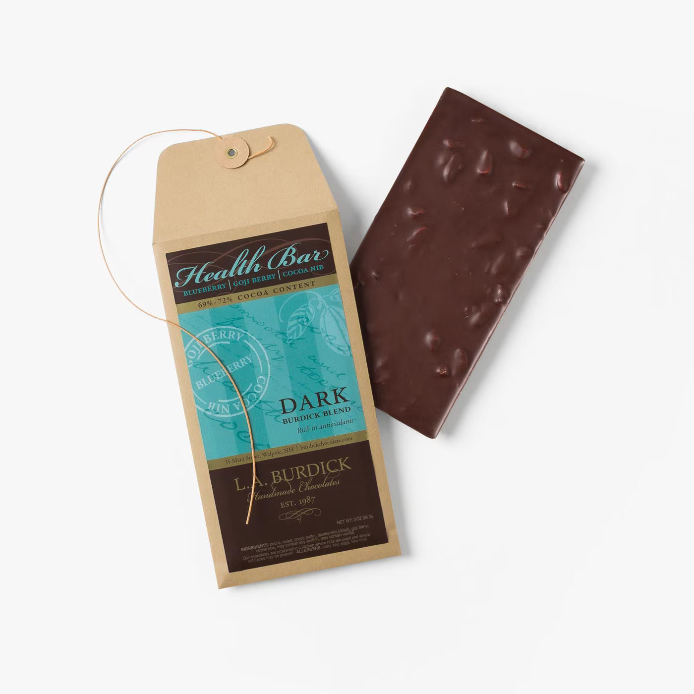 L.A. Burdick Chocolates Blueberry, Goji Berry, Cocoa Nib Health Bar