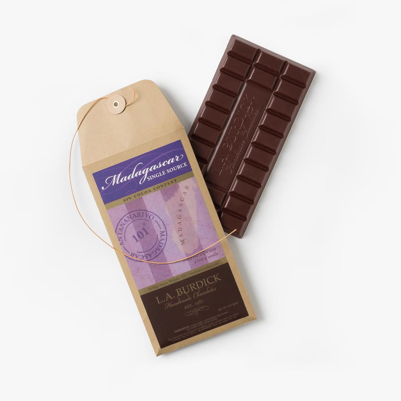 L.A. Burdick Chocolates Single Source Madagascar Dark Chocolate Bar