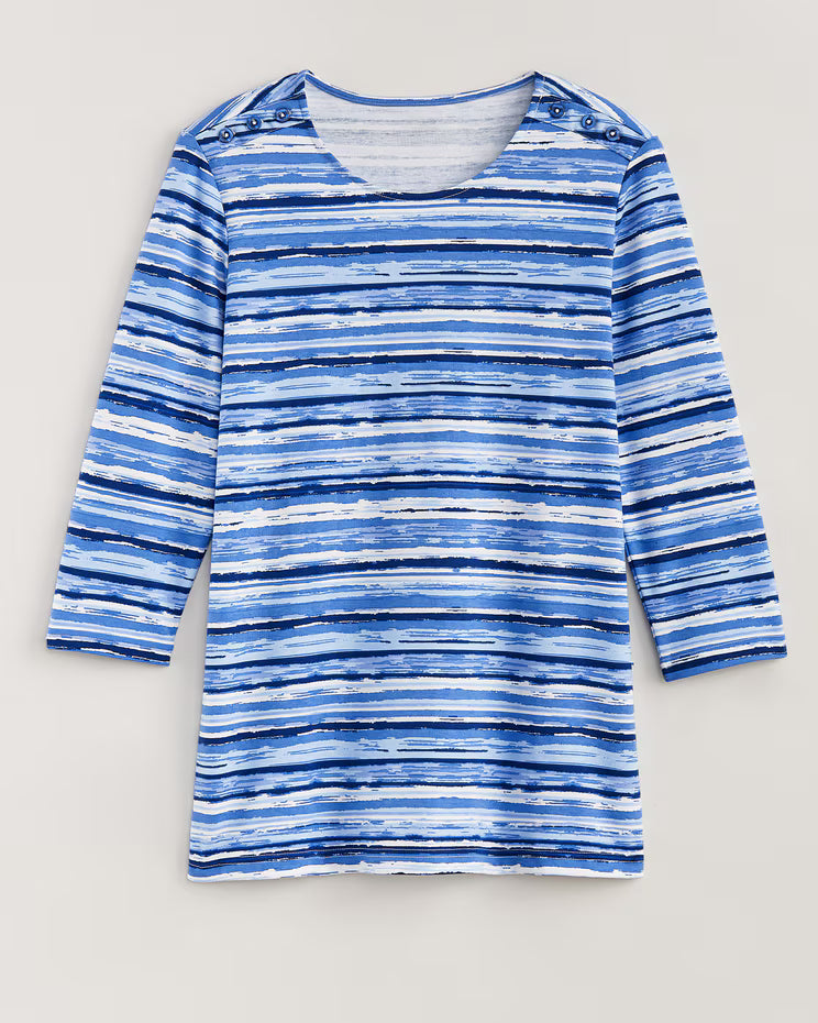 BLAIR Women's Tops Essential Knit Button-Trim Top 1 (Petite) - x3