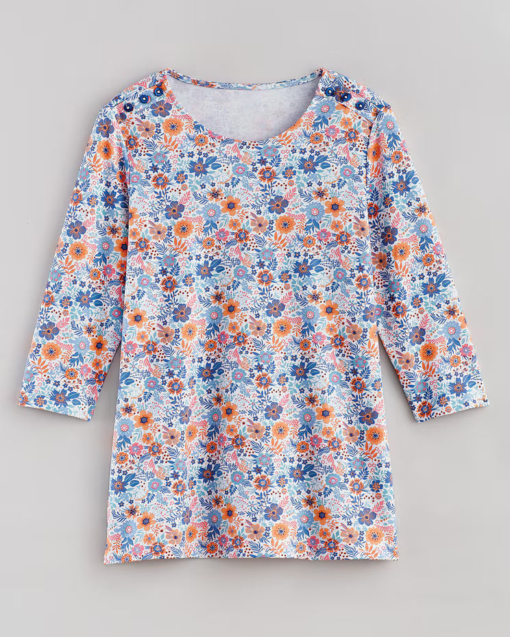 BLAIR Women's Tops Essential Knit Button-Trim Top 1 (Petite) - x3