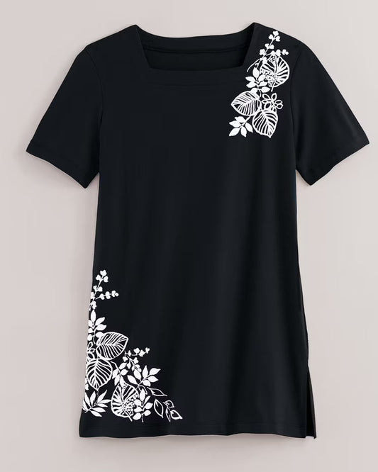BLAIR Women's Short-Sleeve Square-Neck Anytime Tunic (Misses) - x3