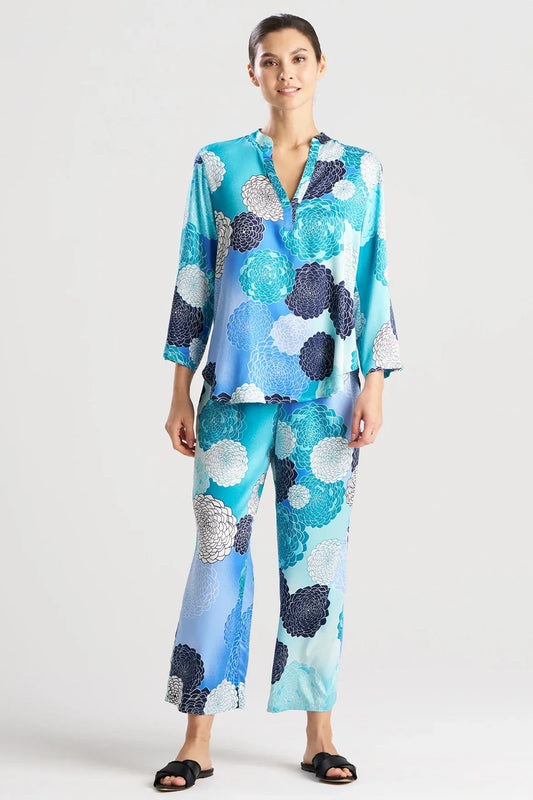 Natori Botanic Melody Satin Long Sleeve PJ - Teal