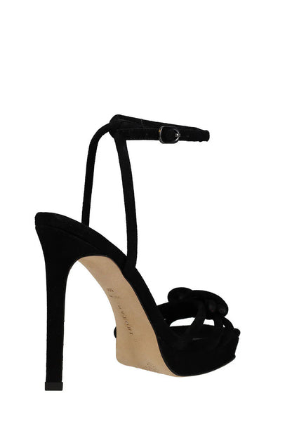 Natori Chizu Suede Knotted Bow Platform Heel - Black