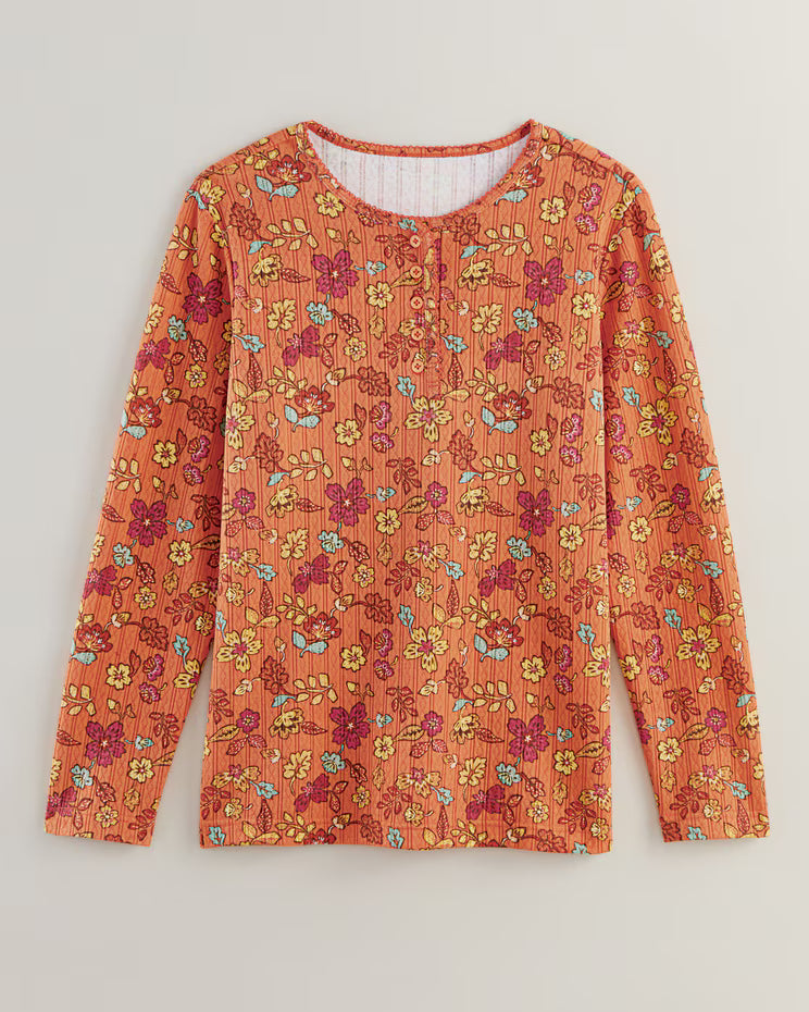 BLAIR Women's Tops Print Long Sleeve Pointelle Henley Top 2 (Women Plus) - x3