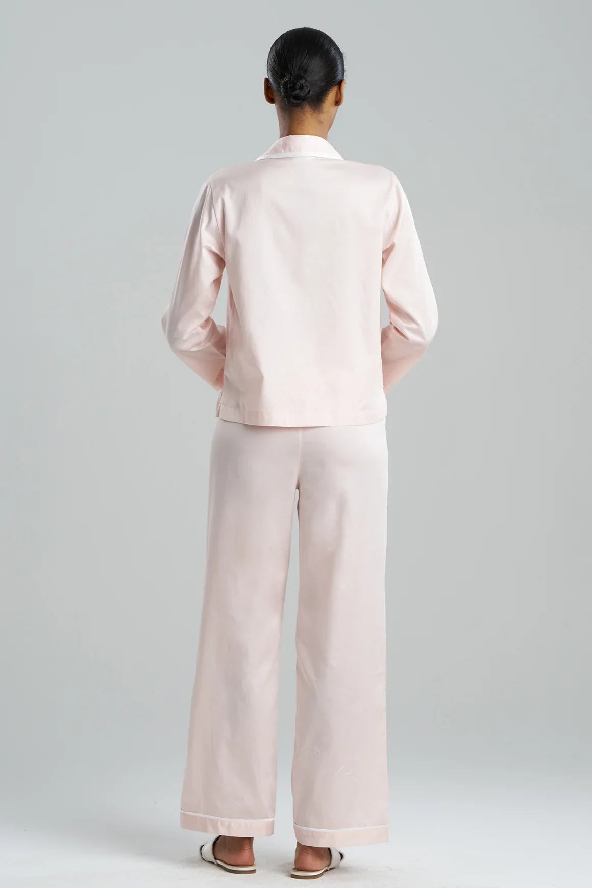 NATORI Cotton Sateen Embroidered Essentials Notch PJ