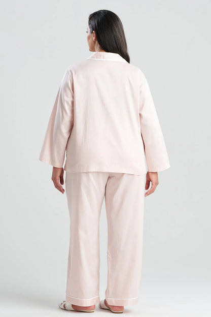 NATORI Cotton Sateen Embroidered Essentials Notch PJ