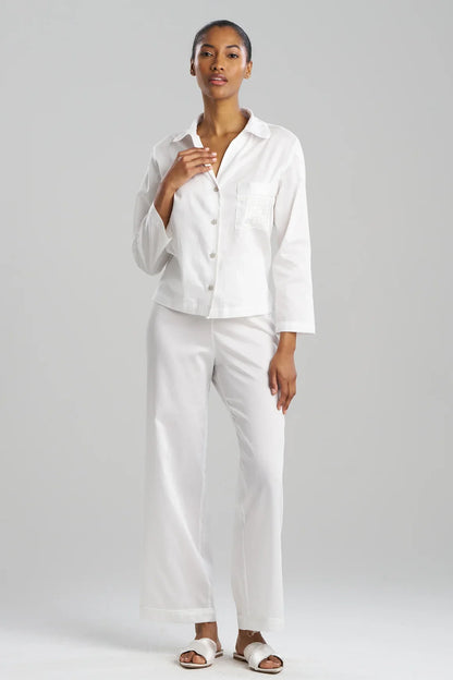 NATORI Cotton Sateen Embroidered Essentials Notch PJ