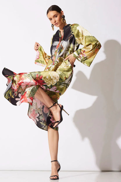 NATORI Crane Zip Caftan