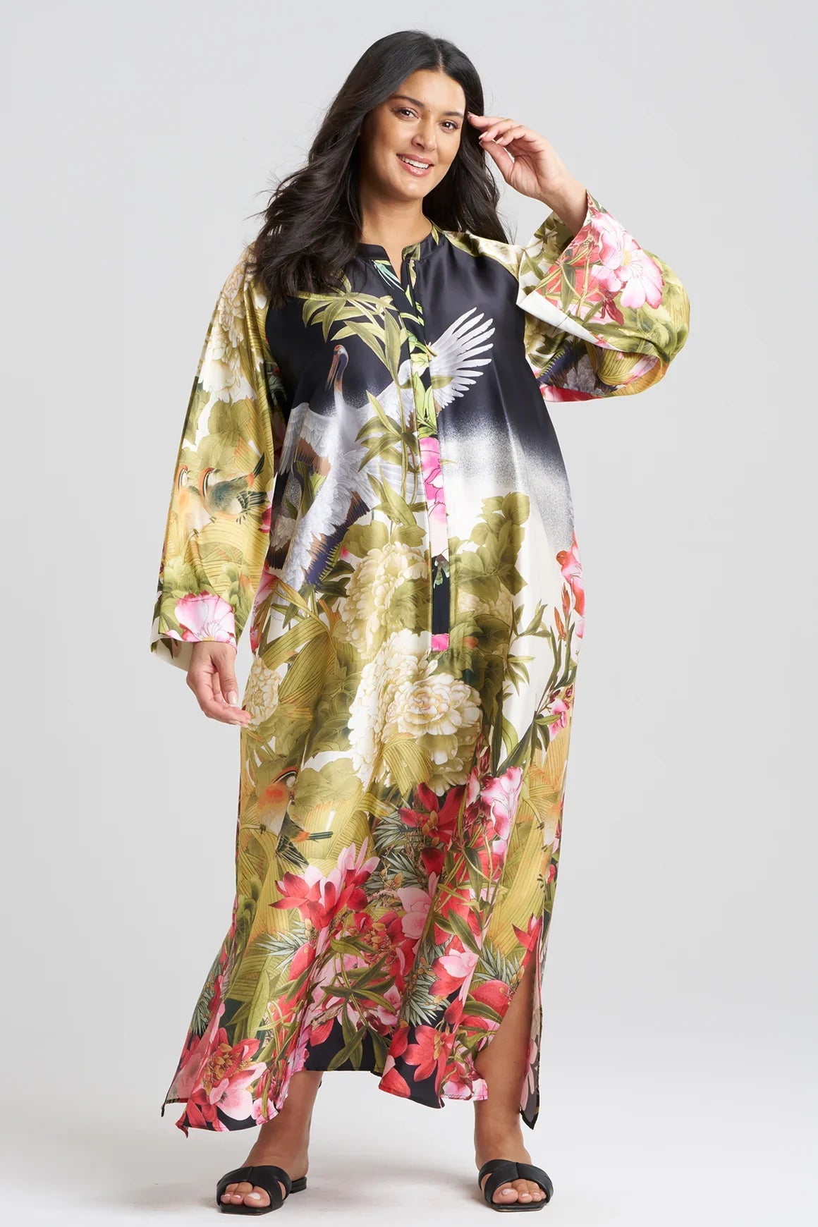 NATORI Crane Zip Caftan