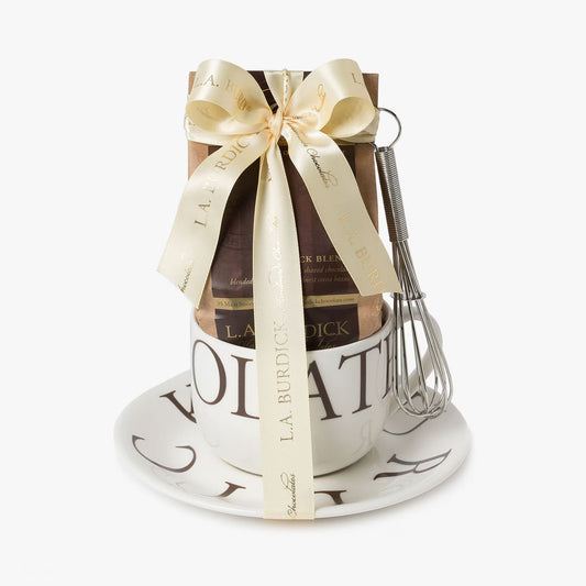 L.A. Burdick Chocolates Cup & Saucer Set With Dark Drinking Chocolate