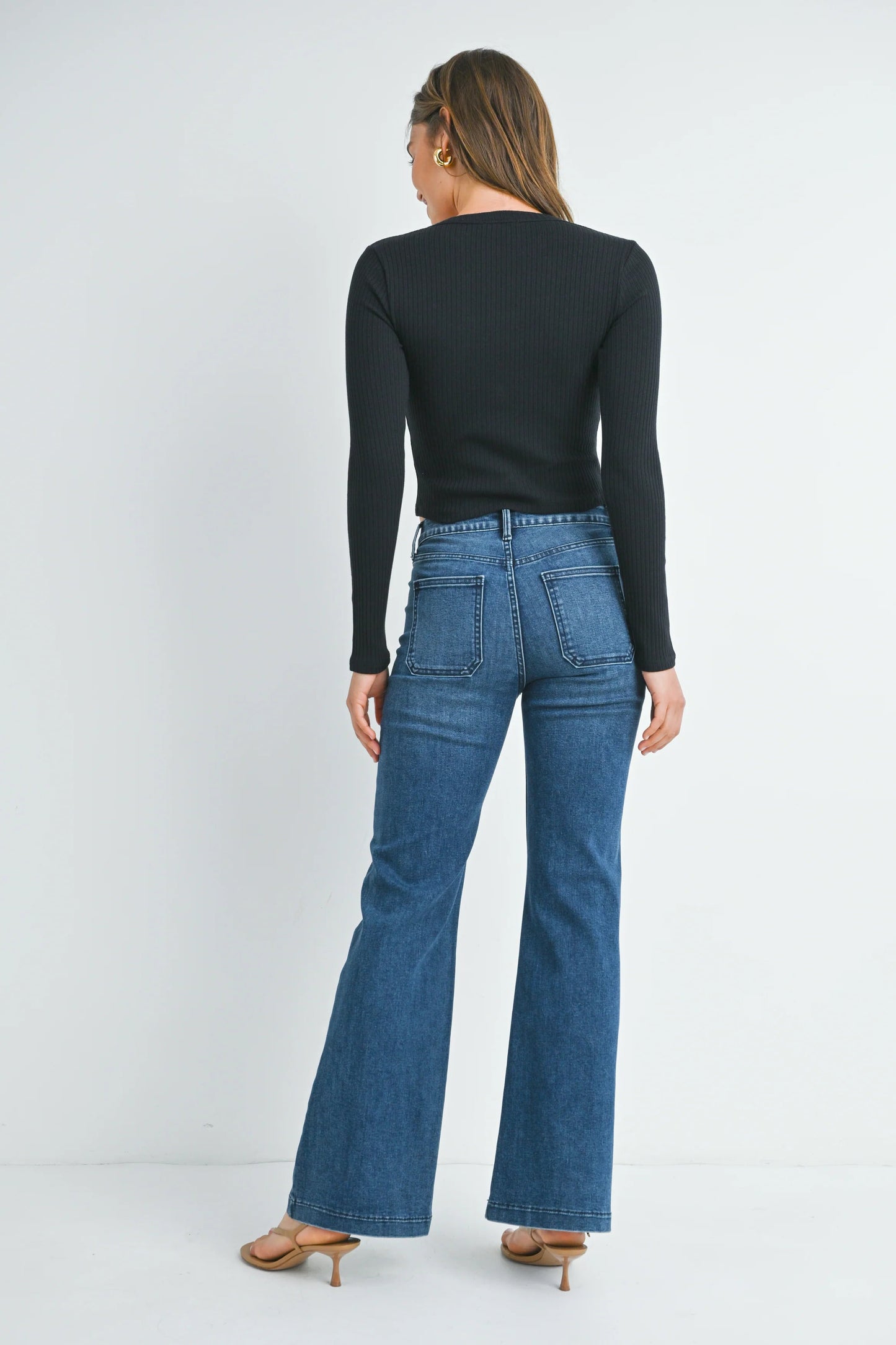 Ruby & Jenna Women's Just Black - Mini Patch Pocket Flare