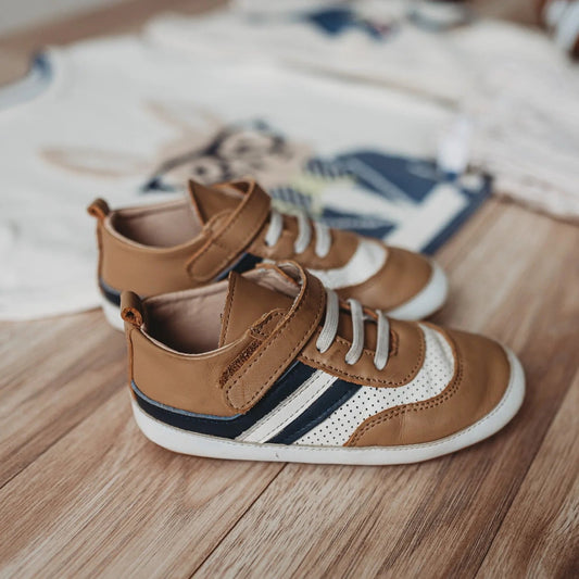 Little Love Bug Co. Brown and Navy Henry Low Top