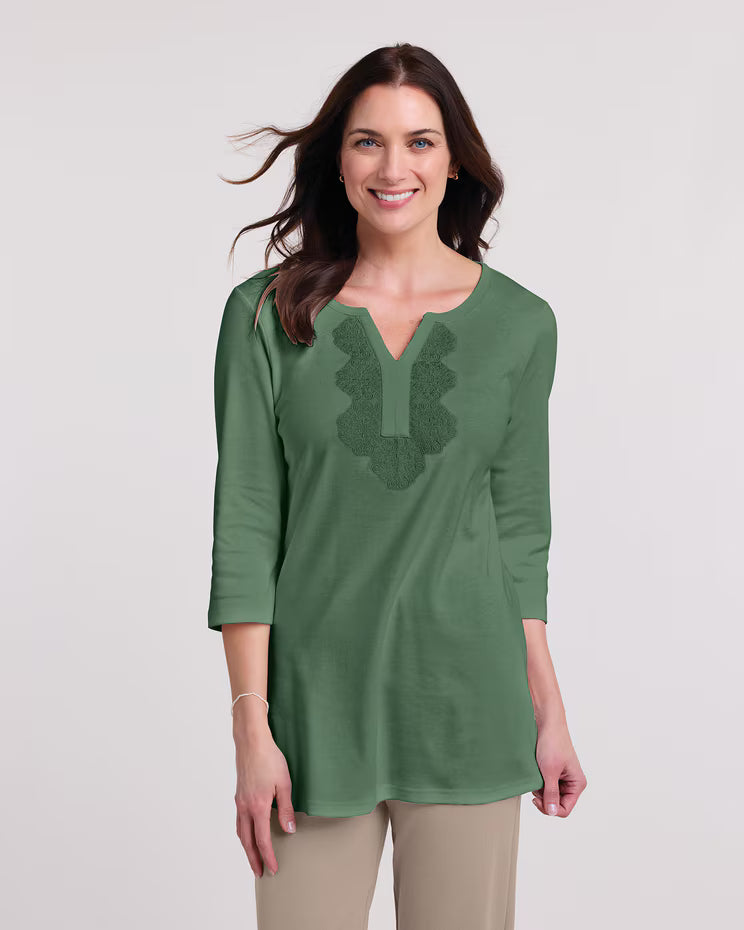 BLAIR Women's Tops Essential Knit Embroidered Tunic (Misses) - x3