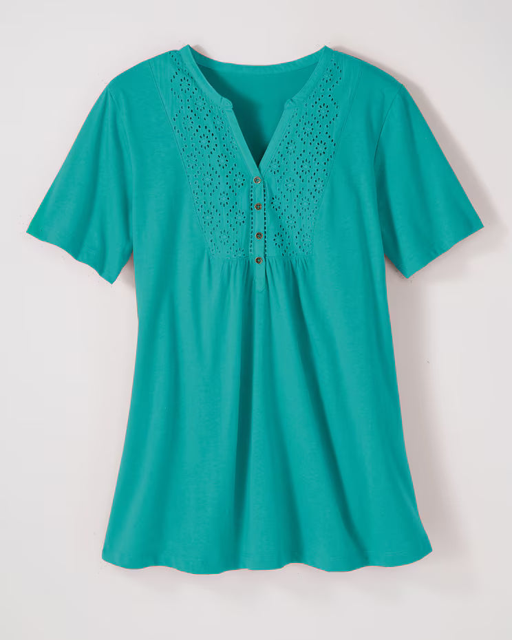 BLAIR Haband Women’s Eyelet Henley Knit Tunic 2 (Petite) - x4