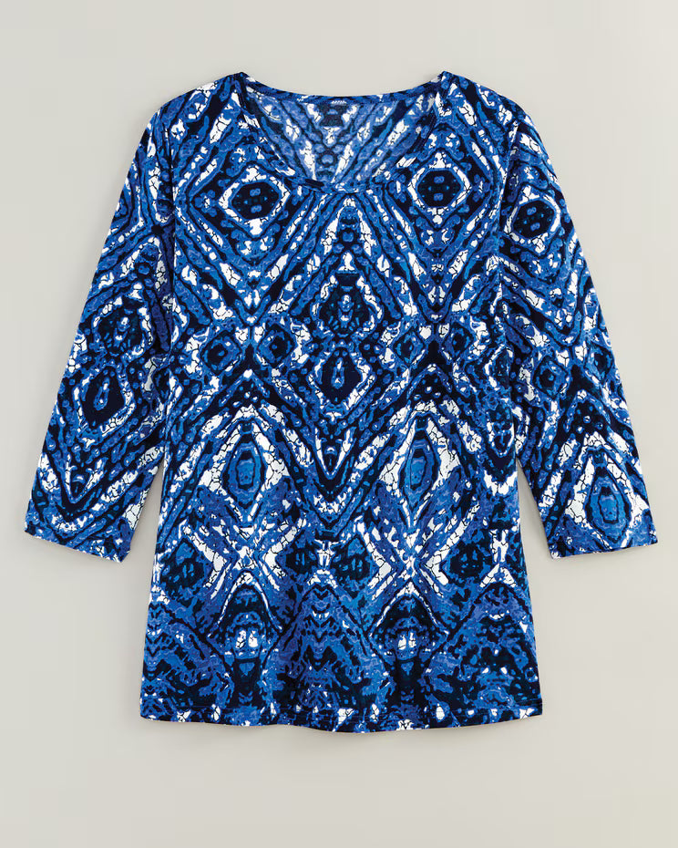BLAIR Haband Women’s 3/4-Sleeve Print Artista Knit Top (Misses) - x4